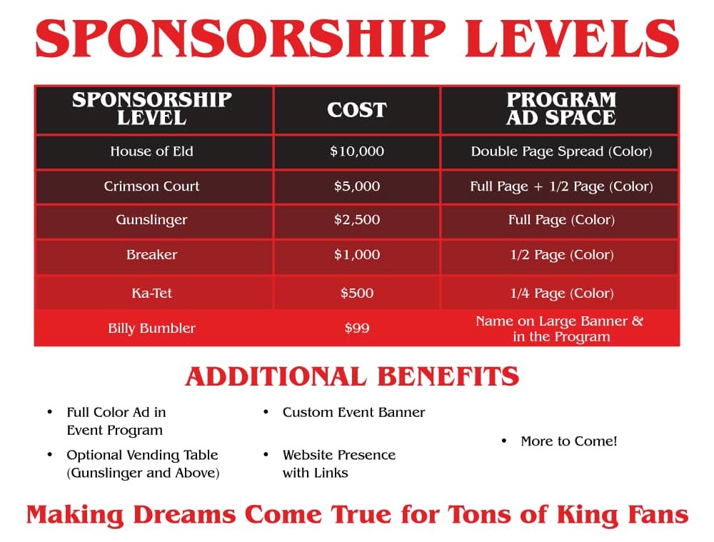 sponsor level table